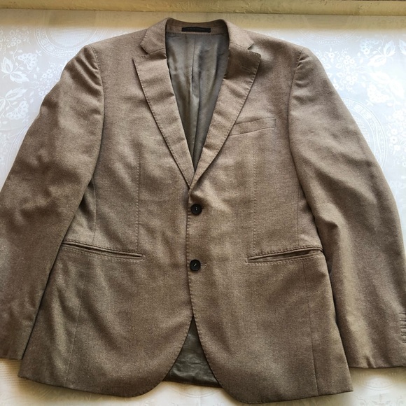 BOSS Hugo Boss Tailored-Fit Tan/Light Beige Blazer Suit Jacket Men’s Size 40R - Picture 1 of 16